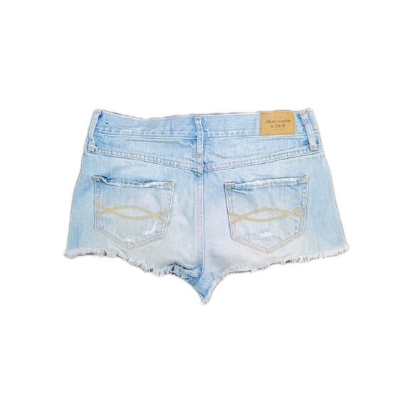 Y2K Abercrombie & Fitch Sz 2 W26 Ultra Low Rise Denim Cut Off Jean Shorts Blue - Picture 7 of 9